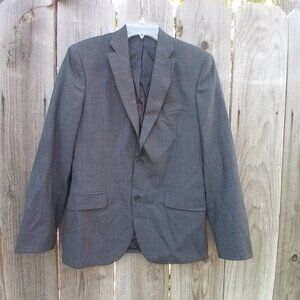 Nordstrom Mens Shop Trim Fit Suit Jacket 38R Gray Dark Plaid Two Button
